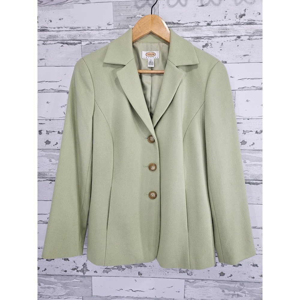 Talbots Petites Wool Cashmere Blazer Jacket Sage Green Size 8P Tailored Lined